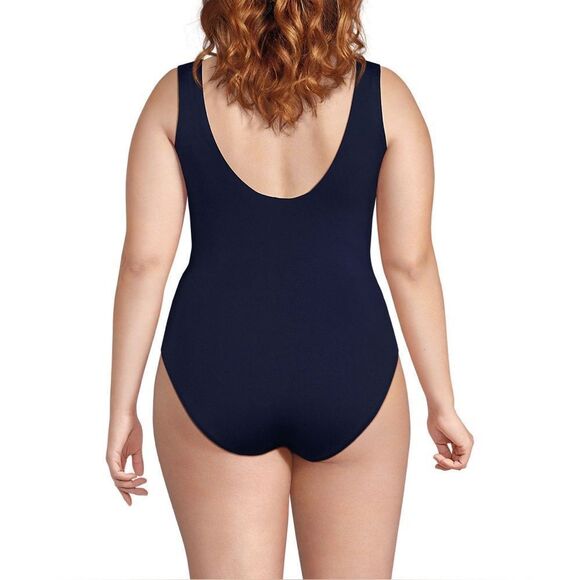 Land's End Plus size side tie soft cup adjustable tie swimsuit navy various size - Picture 3 of 9